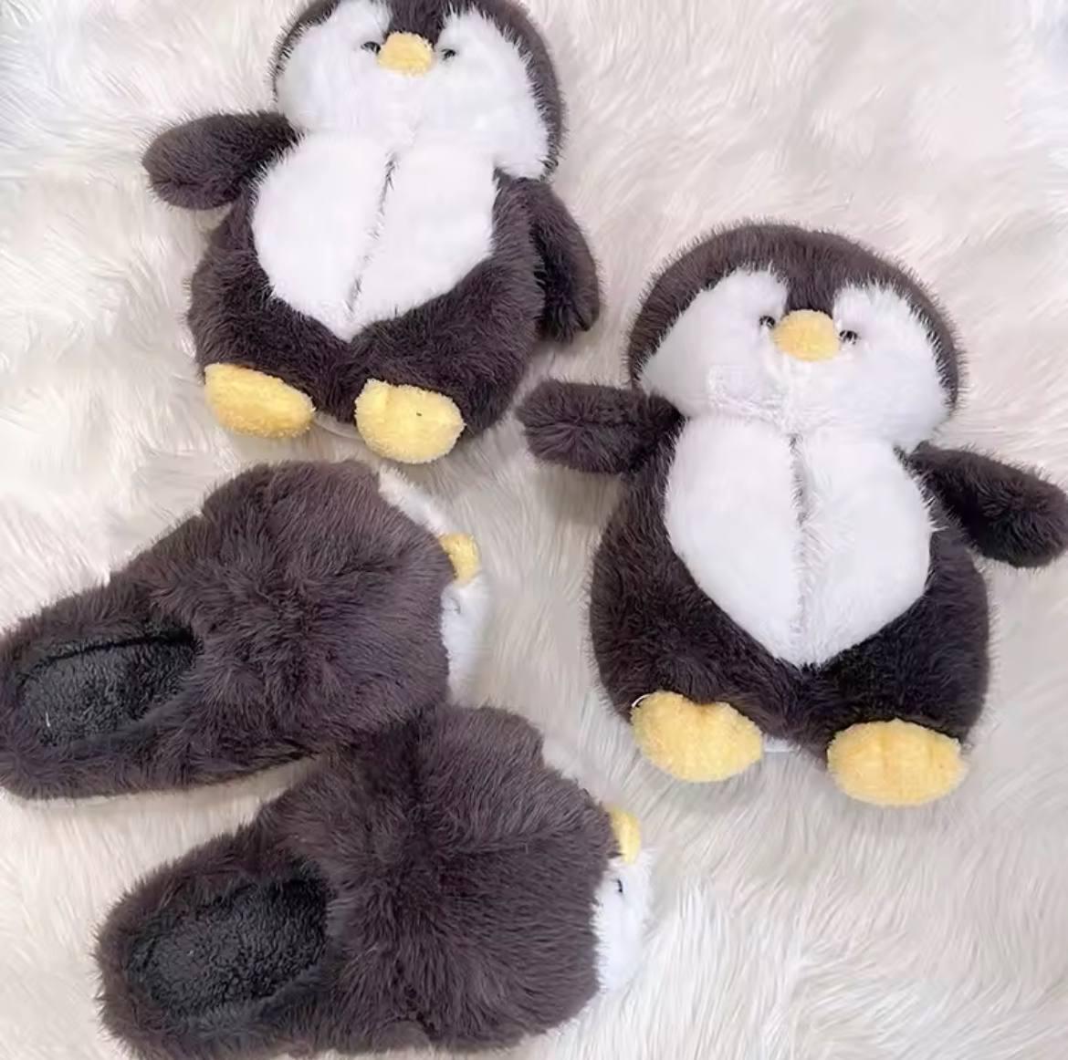 Домашние тапочки плюшевые Пингвины р. 36-37 Черно-белый (213189952852) - фото 8