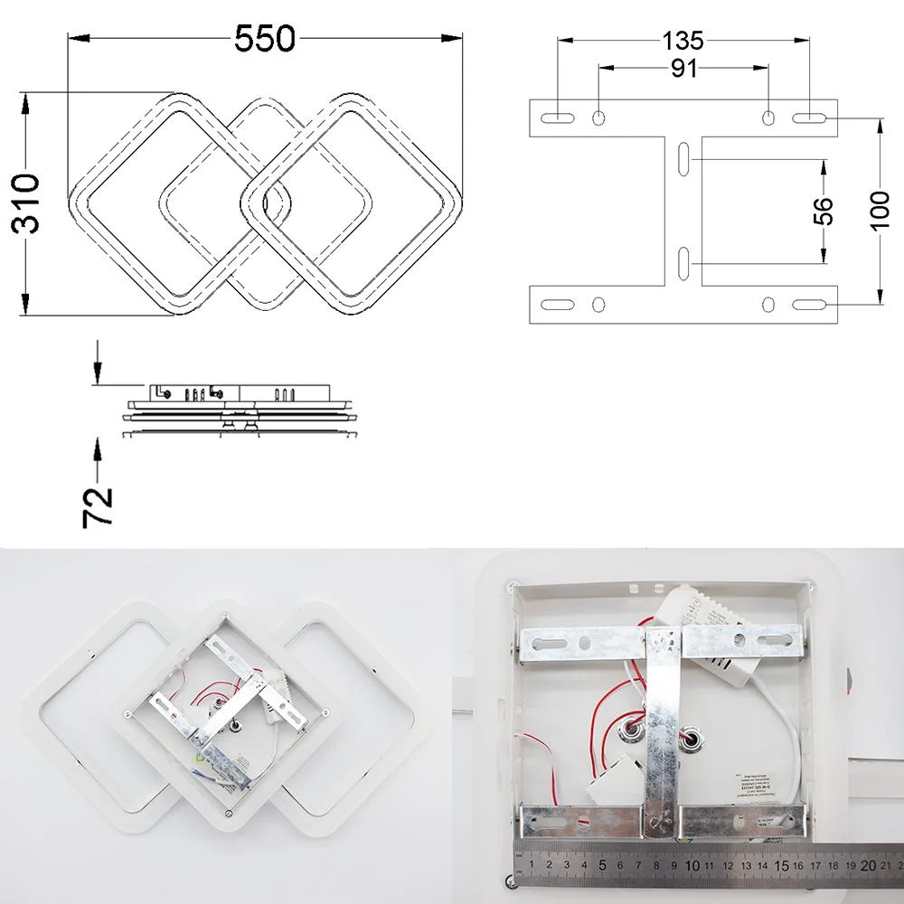 Люстра ESLLSE MOKA 3S LED 62 Вт 550x310x72 мм Белый (10566) - фото 7