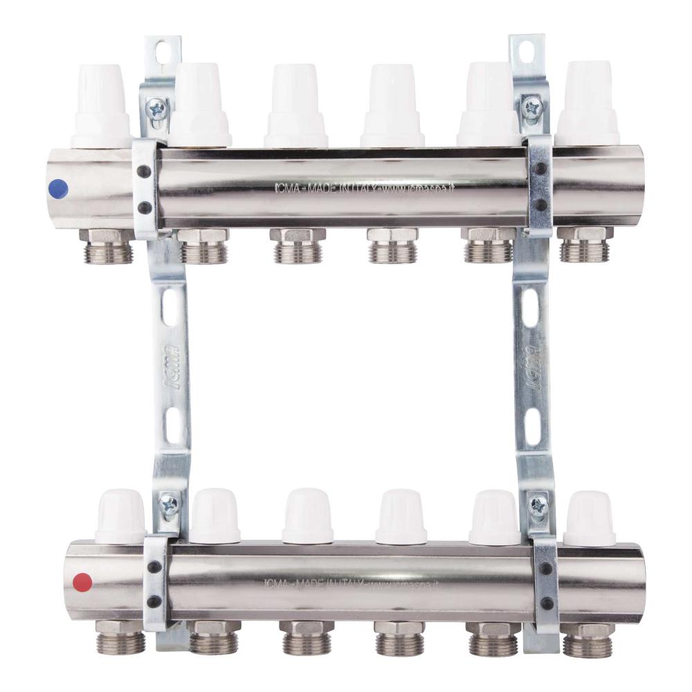 Коллектор Icma 1" 6 выходов без расходомера №K005 Коллектор Icma 1" 6 выходов без расходомера №K005