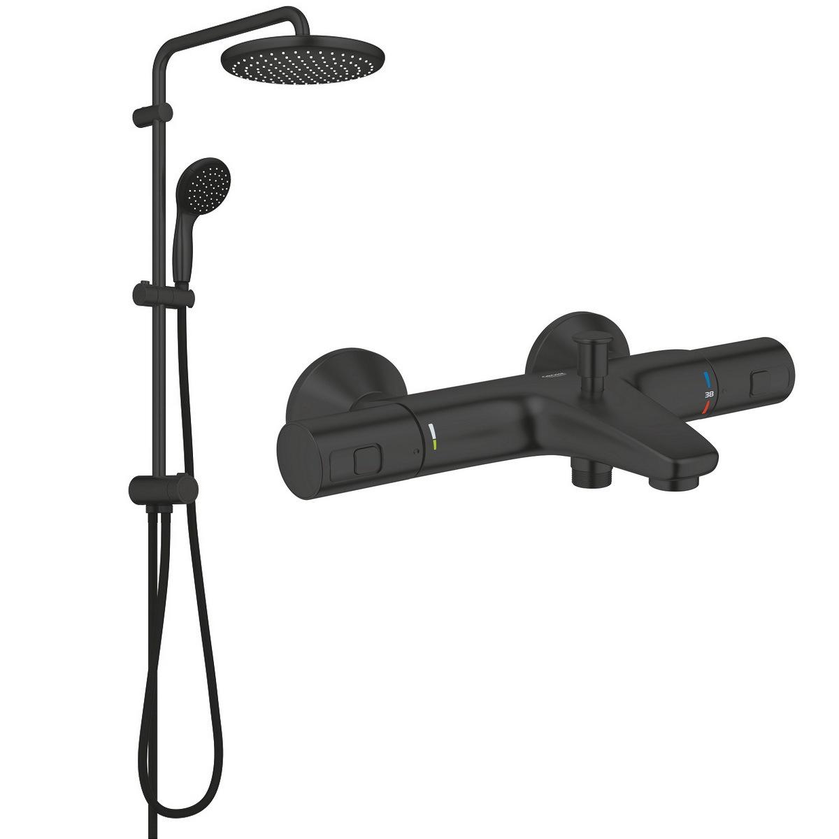 Душевая система с термостатом Grohe Vitalio Start UA303904TR Черный (218111)