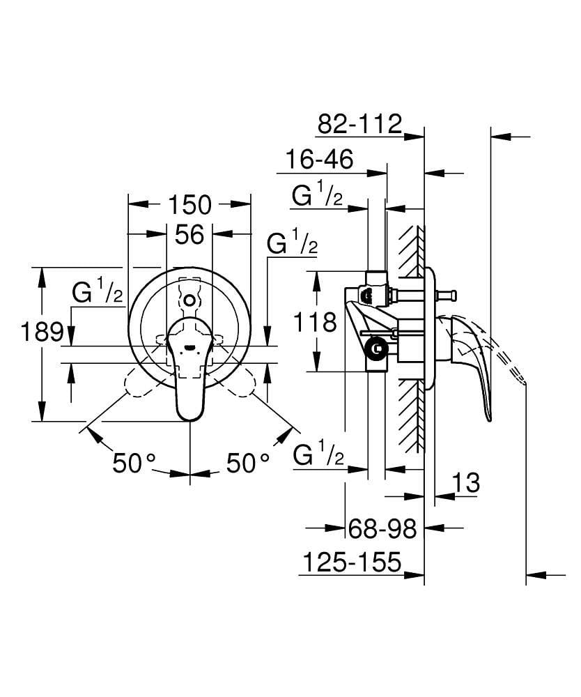 Смеситель скрытого монтажа Grohe Euroeco 32747000 CV032449 с переключателем Хром (176278) - фото 2