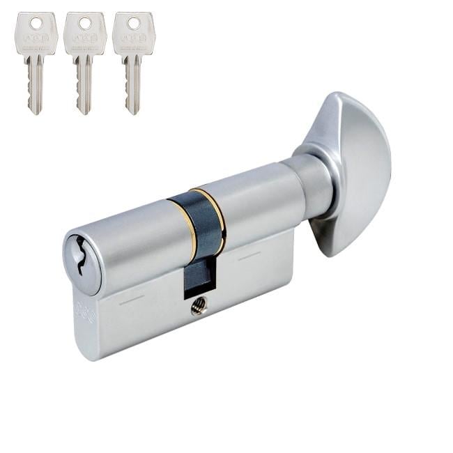 Цилиндр замка AGB Mod.600 60 мм 30х30Т ключ-тумблер Хром матовый (C6AL.34.25.25)