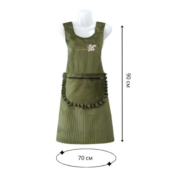 Фартук на кухню женский с декором вельветовый (C00426) - фото 5