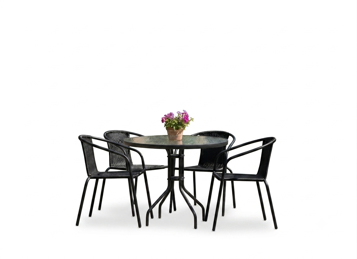 Комплект садовой мебели MultiGarden Toscana круглый стол 80 см/4 кресла искусственный ротанг Черный (AN-TOS4RB)