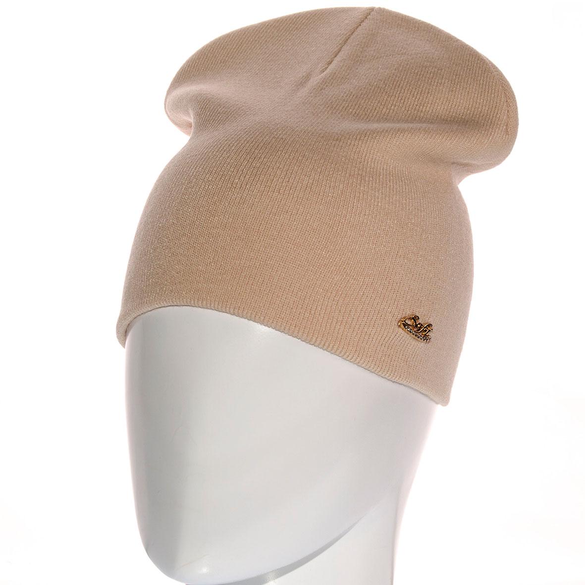 Шапка Sofi SF21103 без отворота тонкой вязки двойная L р. 57-58 Бежевый Шапка Sofi SF21103 без отворота тонкой вязки двойная L р. 57-58 Бежевый