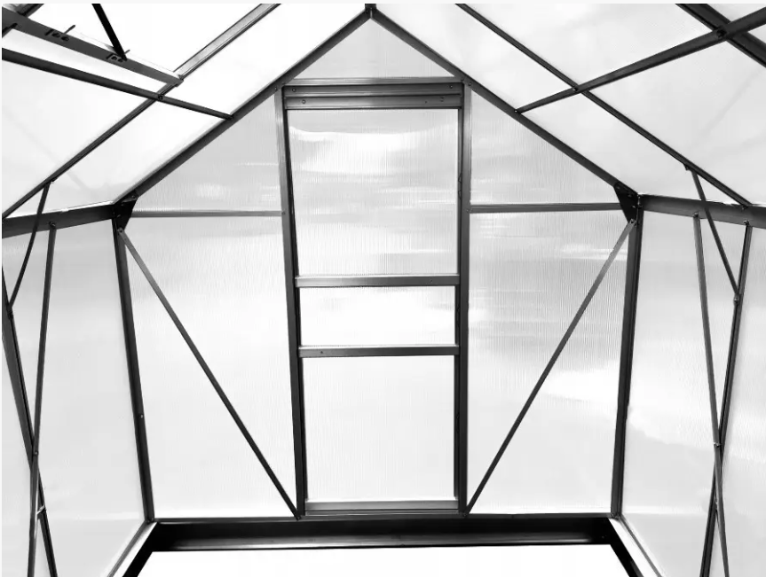 Теплиця парник з полікарбонату Bass Polska 85945 B алюмінієвий чорний каркас 190х190х195 см - фото 6