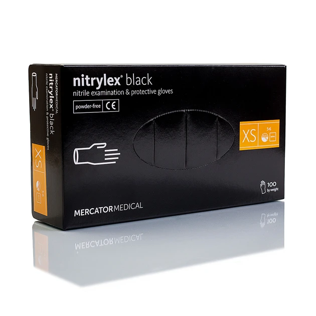 Перчатки нитриловые Mercator Nitrylex Black неопудренные XS 100 шт. Черный (011665)