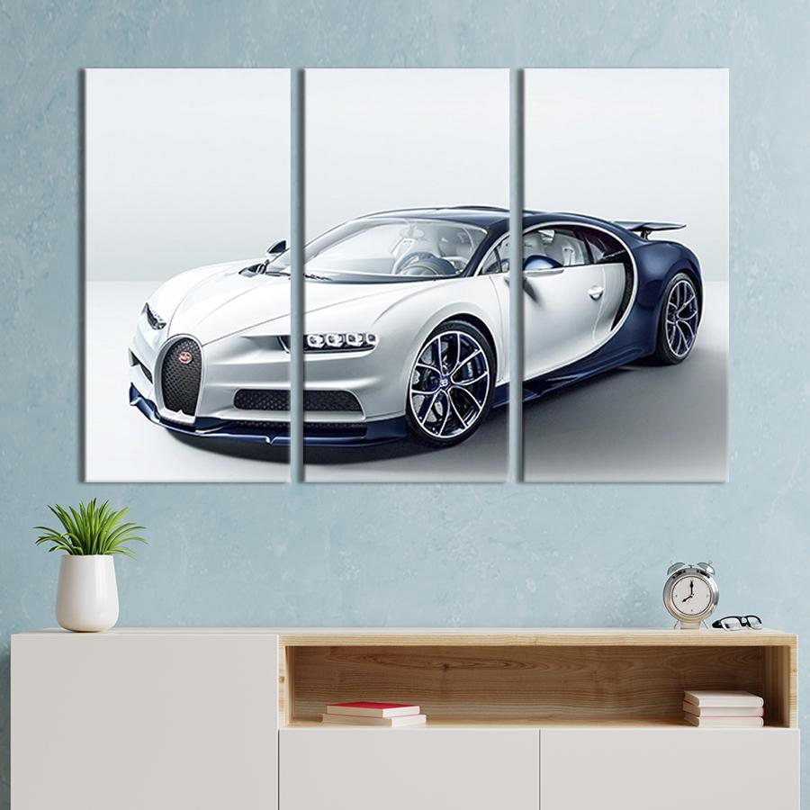 Модульна картина триптих Сучасний автомобіль Bugatti Chiron 128x81 см (119-31)