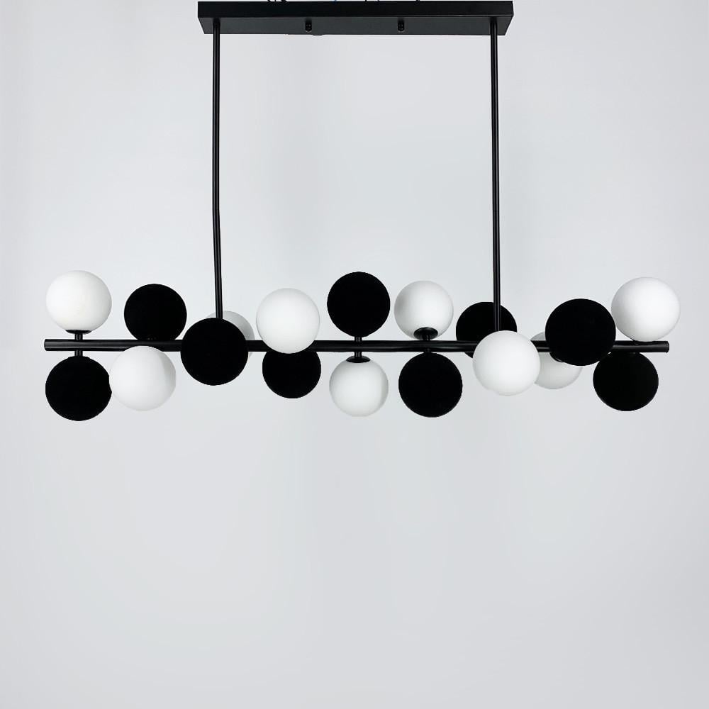 Люстра удлиненная HOLLY l с 18 черно-белыми плафонами 100 см Черный (LF_MJ 191-1050 BK+WT+BK)