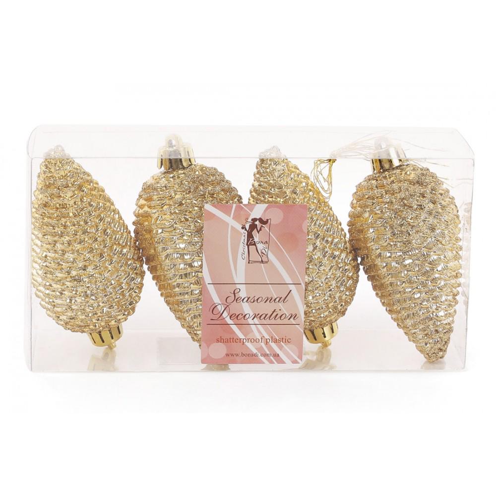 Набор шишек 8 см. 4 шт. Золотой (147-082)