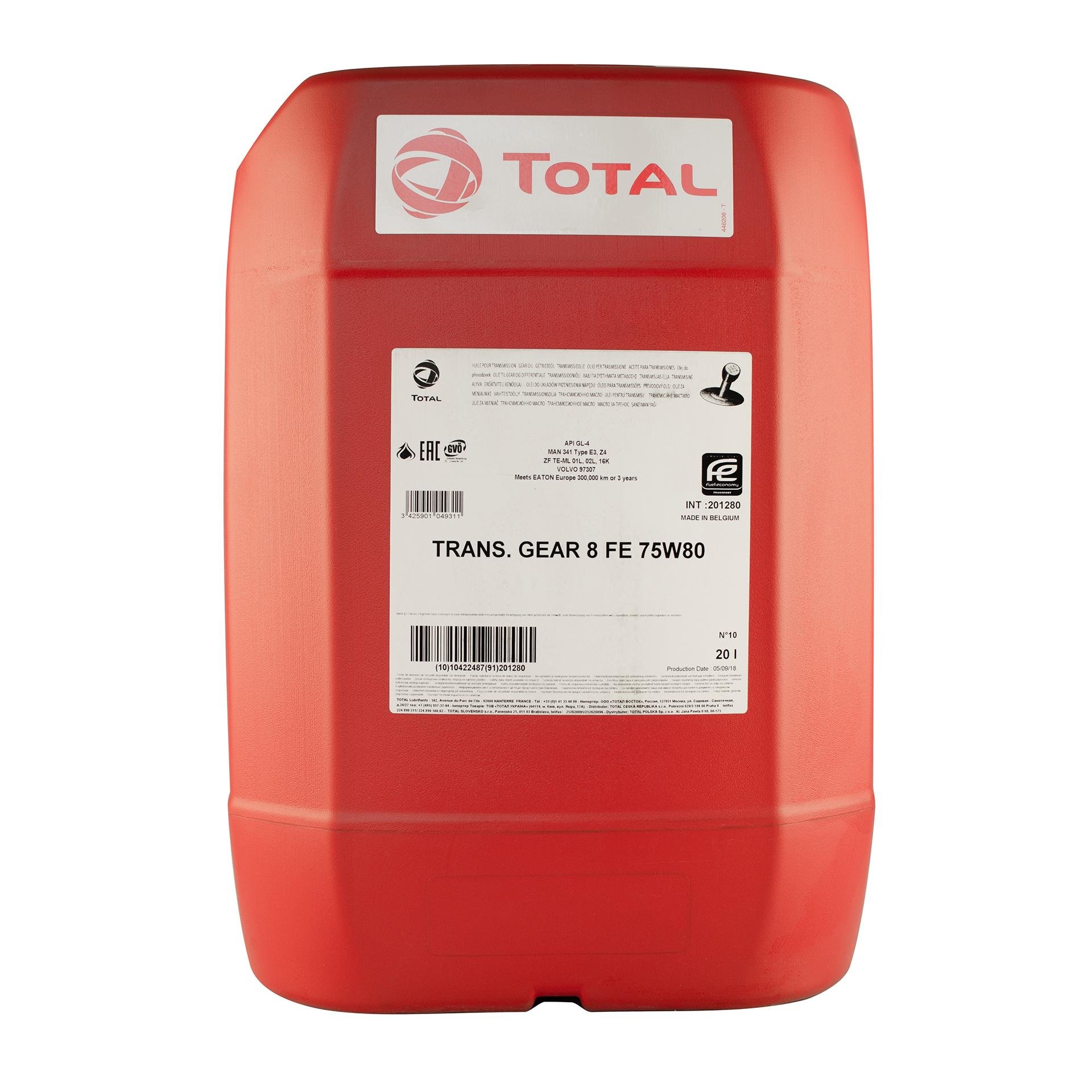 Масло трансмиссионное Total TRANSMISSION GEAR 8 FE 75W-80 20 л