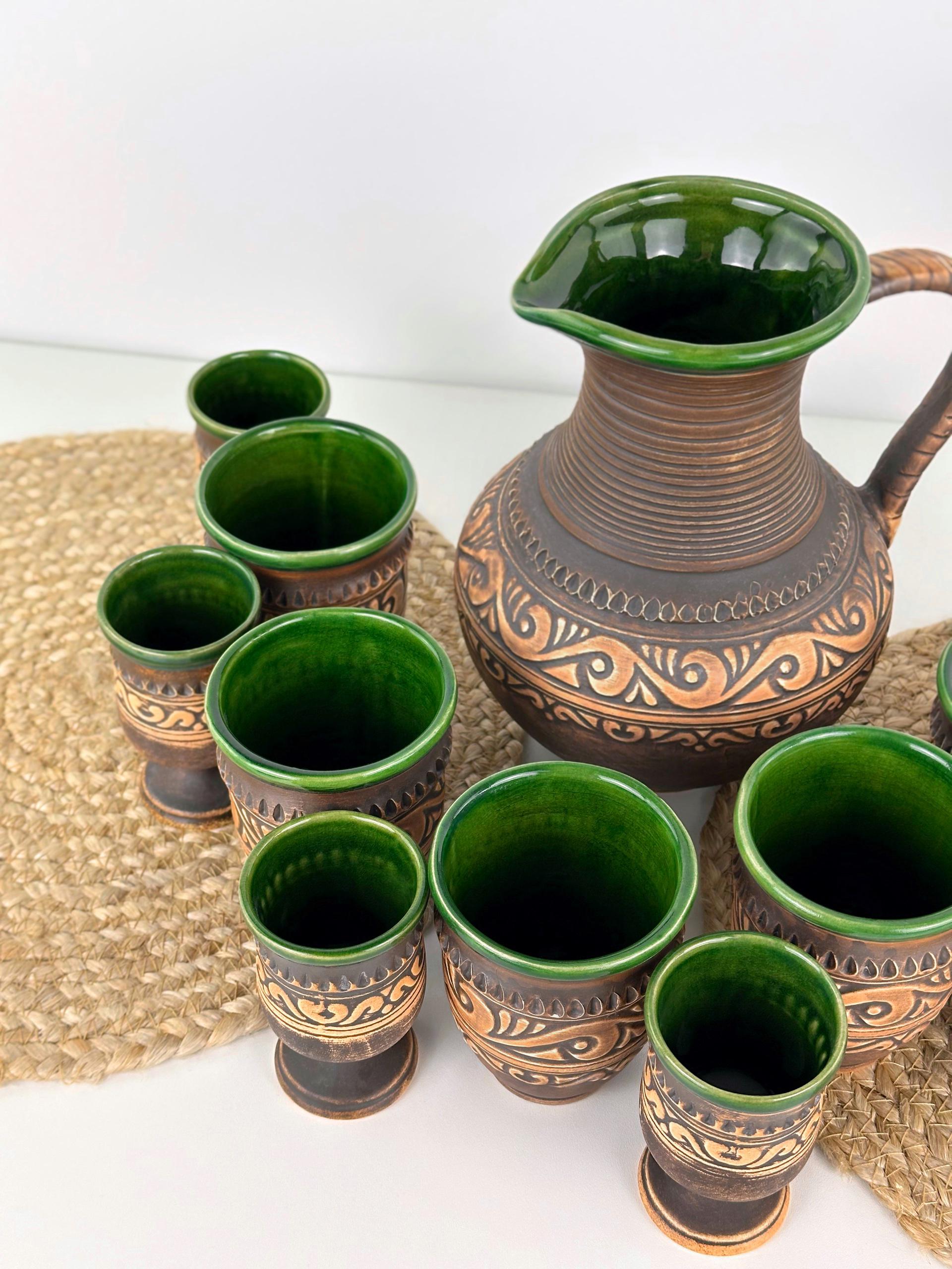 Набір глиняного посуду для напоїв Гражда на 6 чоловік Коричневий (17019-30) - фото 4 Набір глиняного посуду для напоїв Гражда на 6 чоловік Коричневий (17019-30) - фото 4