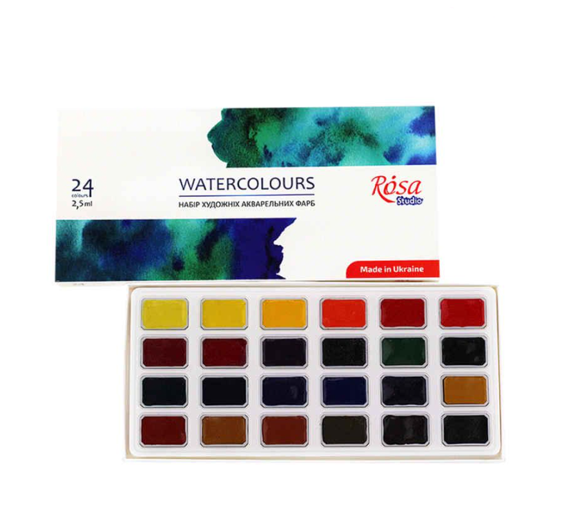 Акварель Rosa Studio в кюветах 24 цвета (340324)