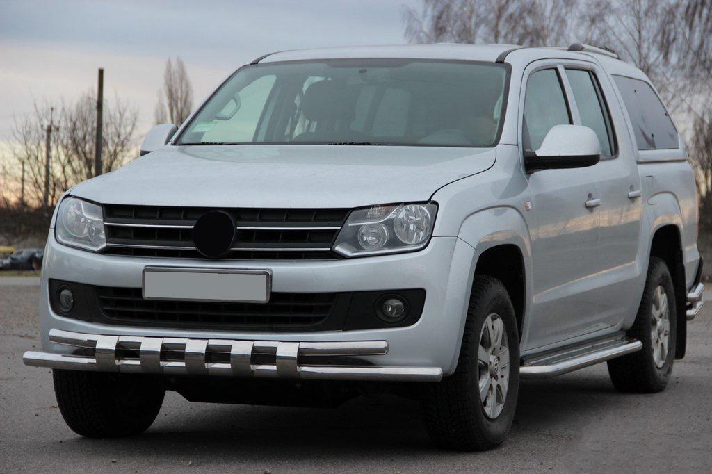 Передняя защита ST015 CAN для Volkswagen Amarok 2010-2022 гг. нержавеющая сталь Хром