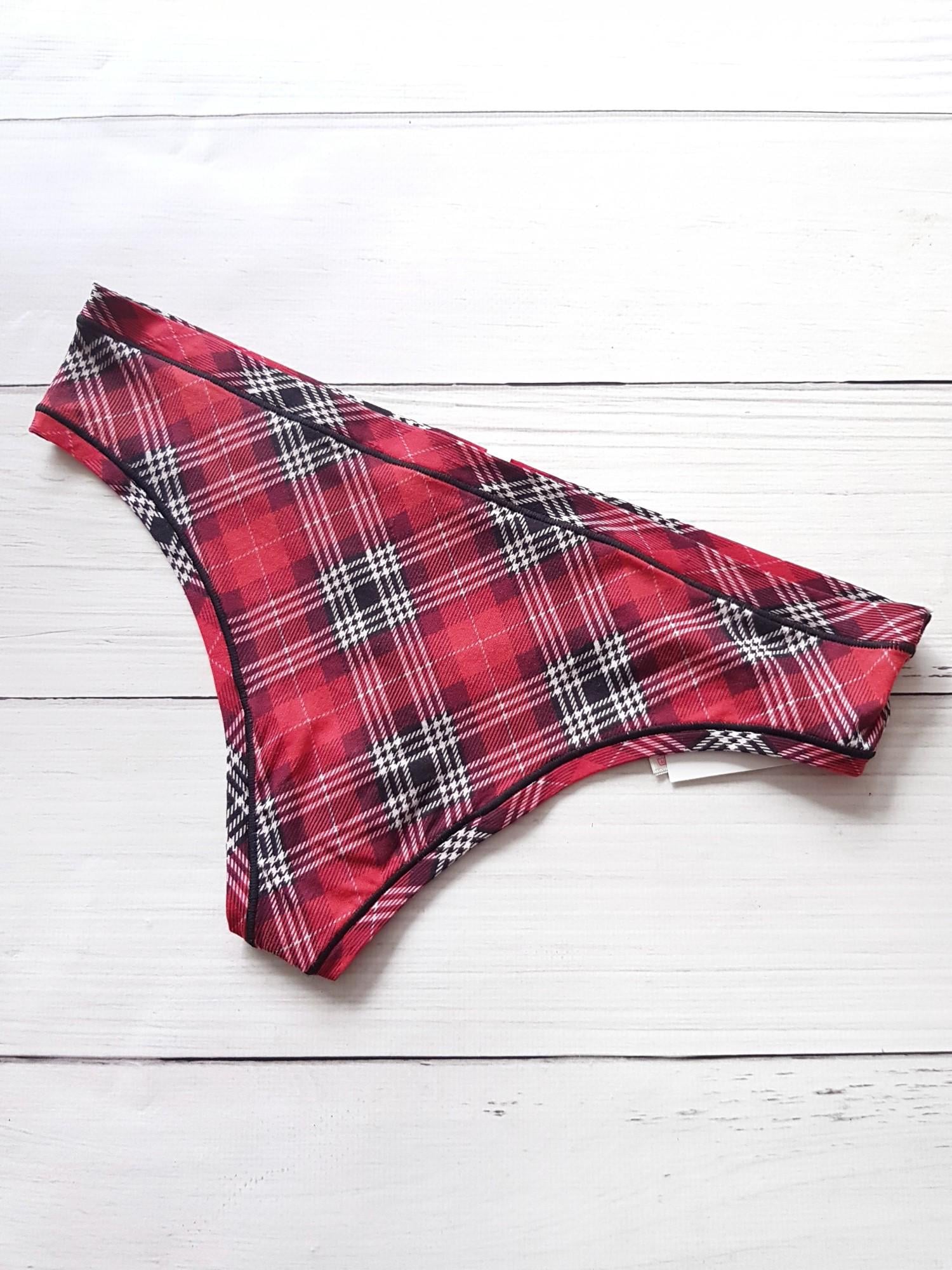 Трусики женские стринги в клетку Victoria’s Secret А-390 S/42 170/72А Красный (53265432)