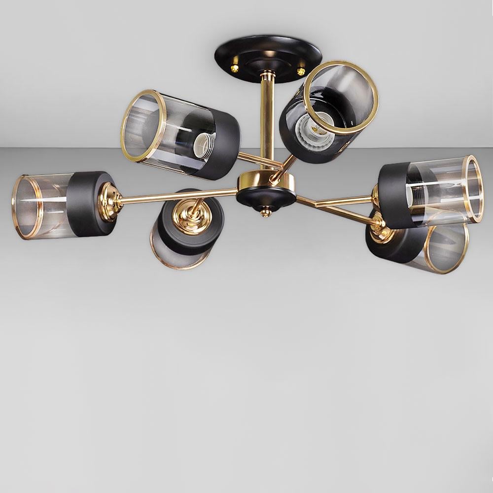 Люстра потолочная лофт Light House ZX-18608-6 FGD 680х680х220 мм Черный с золотом