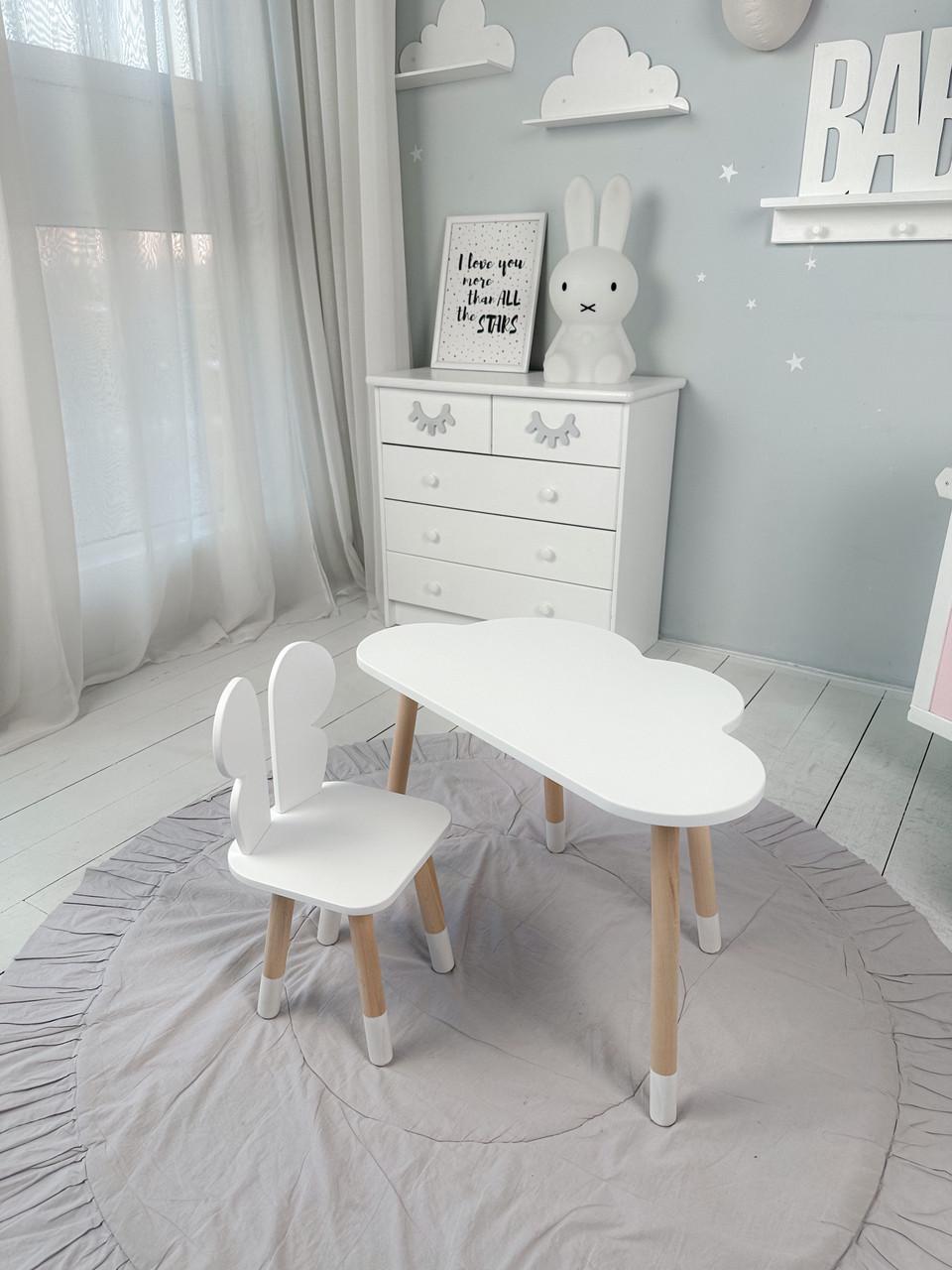 Комплект дитячих меблів Хмарка столик та стілець дерев'яний Білий (П4К-bg-992566)