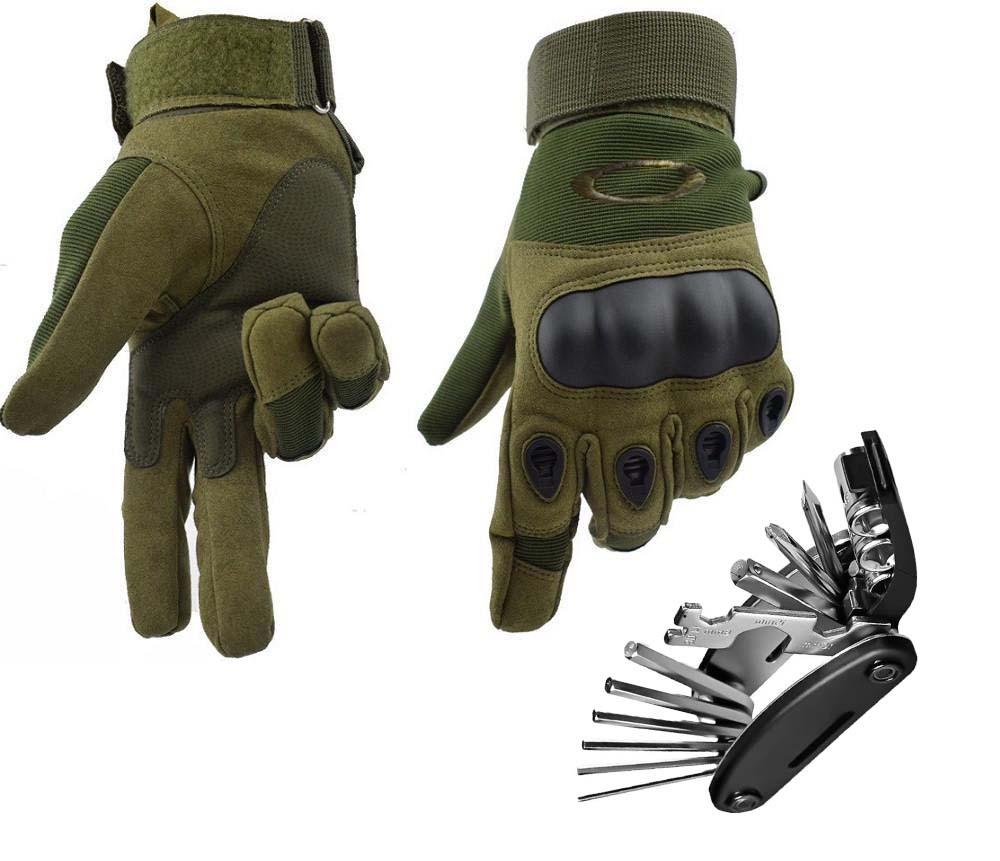 Велосипедные перчатки с веломультитулом M Оливковый (id_6528)