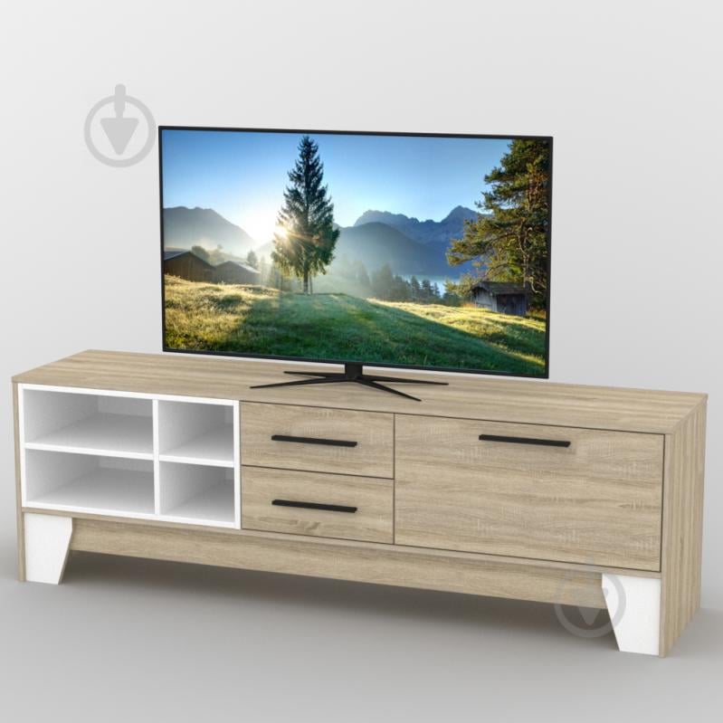 Тумба под телевизор Тиса Мебель ТВ-373 Дуб сонмоа Белый Тумба под телевизор Тиса Мебель ТВ-373 Дуб сонмоа Белый