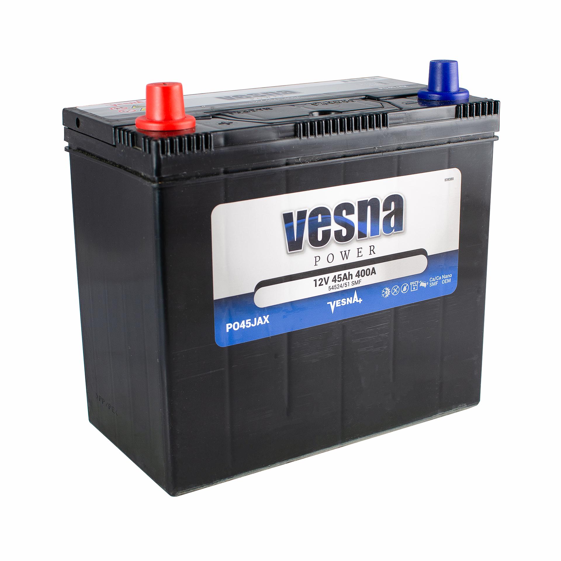 Акумулятор Vesna Japan 45 Ah/12V 1 плюс зліва