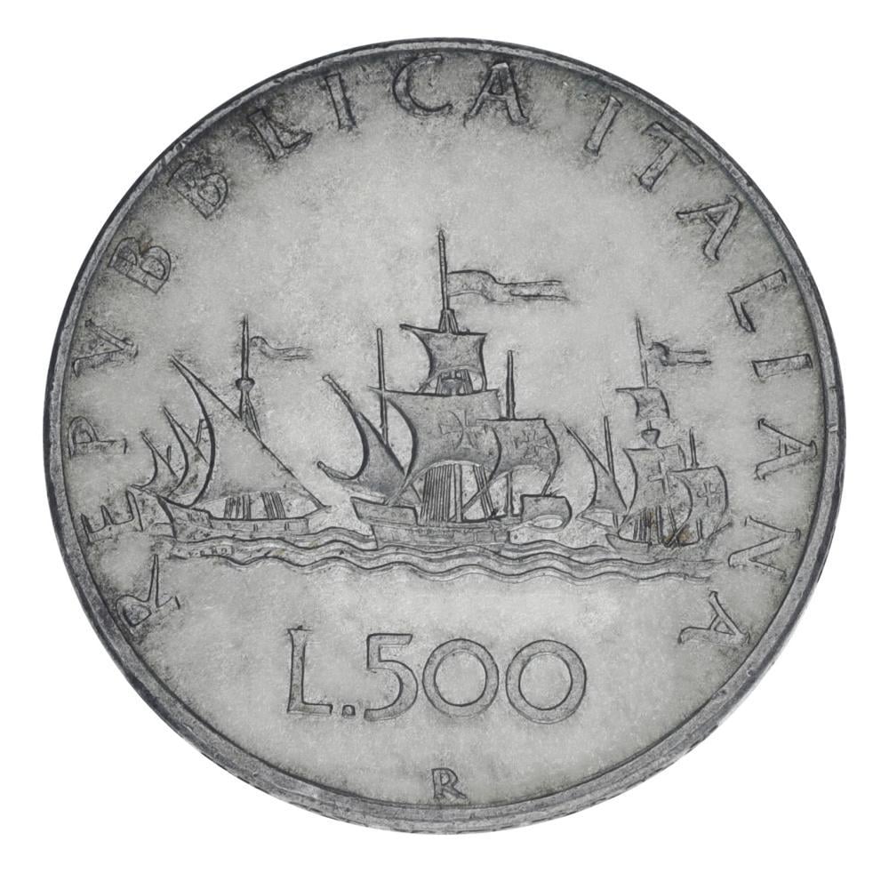 Колекційна монета Італія 500 лір 1959 срібло F-VF Кораблі Вітрильники (М21463)