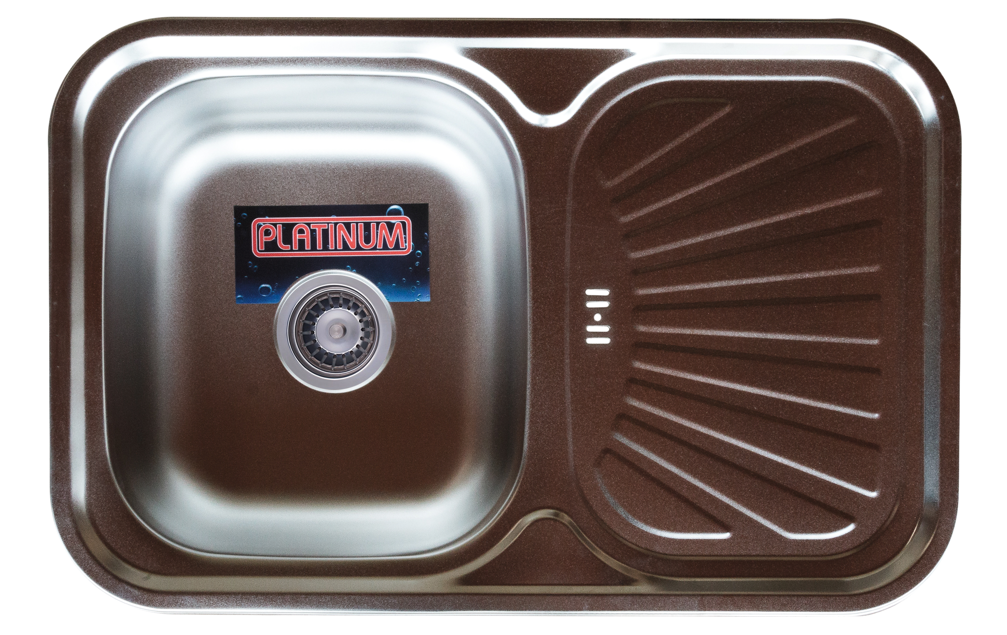 Мийка для кухні Platinum 7549 Satin верхній перелив 0,8/180 (A5464)