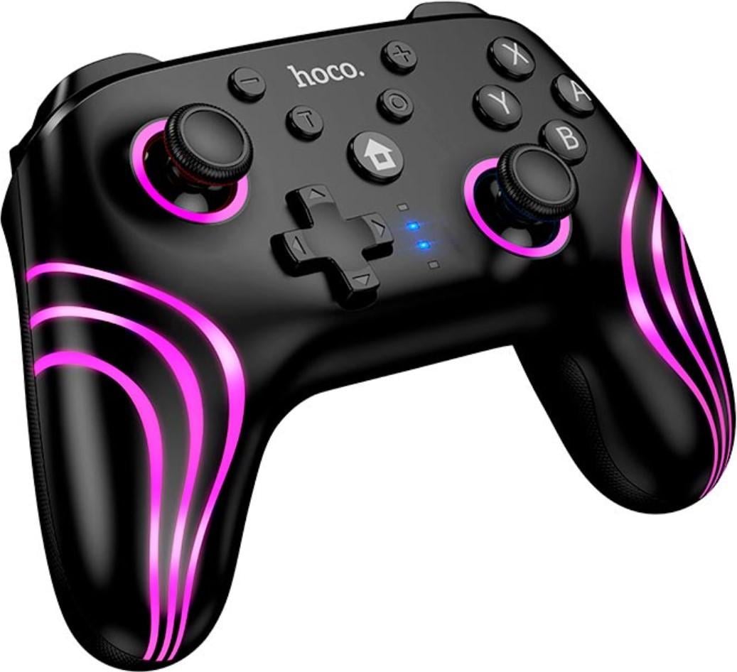 Геймпад універсальний Hoco GA2 Bluetooth/дротовий 6-Axis RGB з вібрацією для Switch 1/2 Windows Black (2833588333)