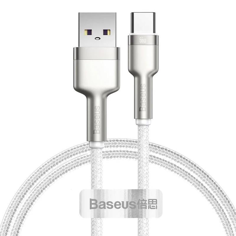Дата кабель BASEUS Cafule Metal Data USB to Type-C 66W 1 м White (CAKF00010)
