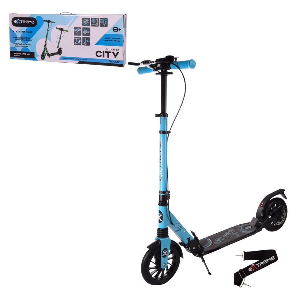 Самокат городской SK207 RL7T PU алюминиевый 200 мм Синий