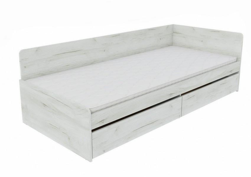 Кровать с ящиками Эверест 800 сплошной щит 80x190 см Крафт белый (ЕВ20739.25)