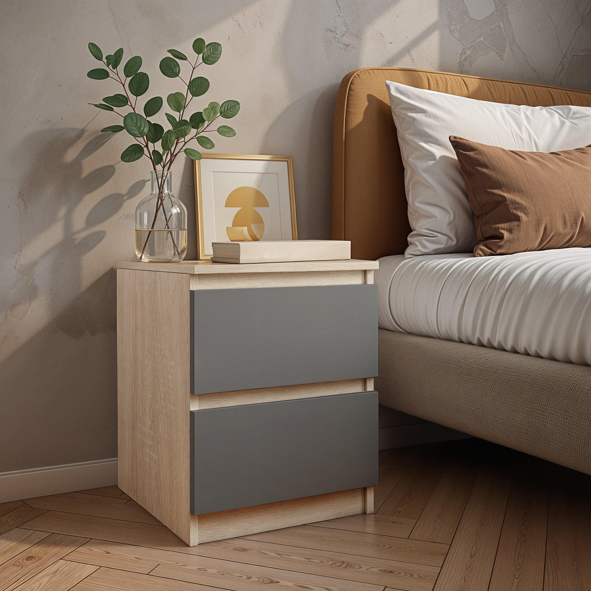 Тумба прикроватная FT-225 400х400х530 мм Дуб Сонома/Антрацит - фото 1