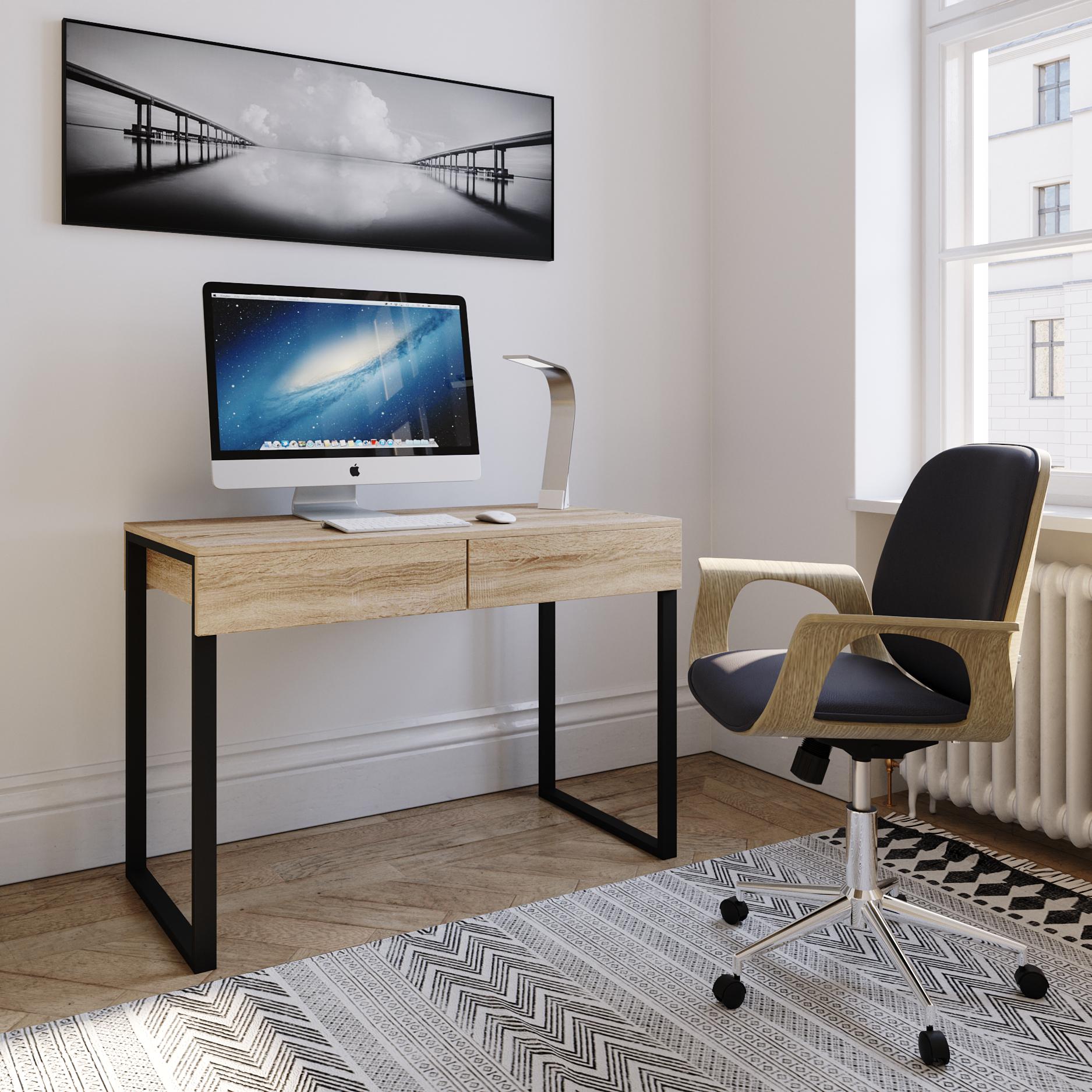 Стол письменный на 2 ящика без ручек в стиле Лофт FMX-2 1100х536х760 мм Дуб Сонома