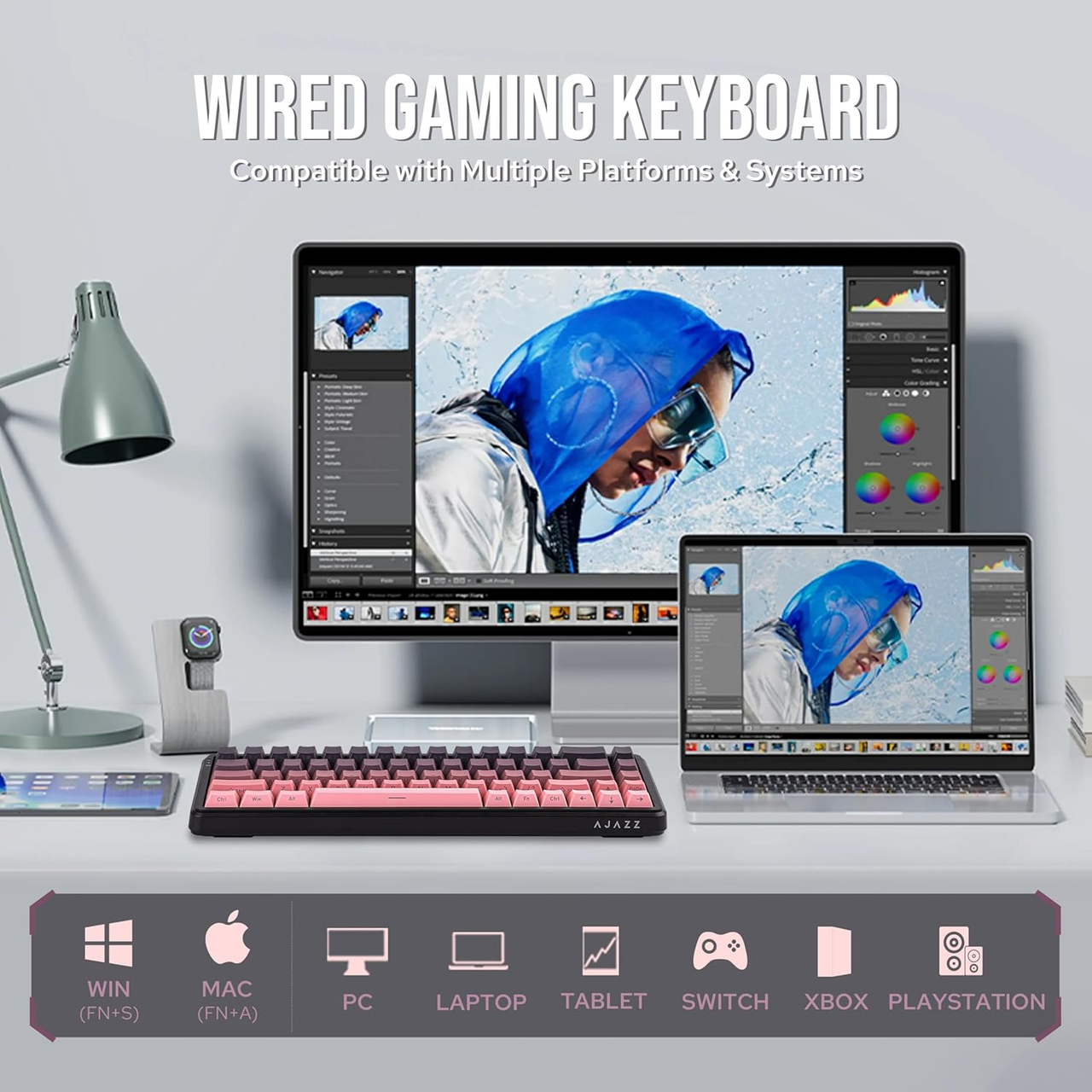 Клавиатура проводная AJAZZ AK680 MAX Flagship Edition Magnetic Switch Pink Black (2000172) - фото 5 Клавиатура проводная AJAZZ AK680 MAX Flagship Edition Magnetic Switch Pink Black (2000172) - фото 5