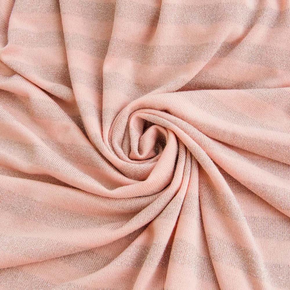 Ткань трикотаж полоса Металлик персиковый (12848)