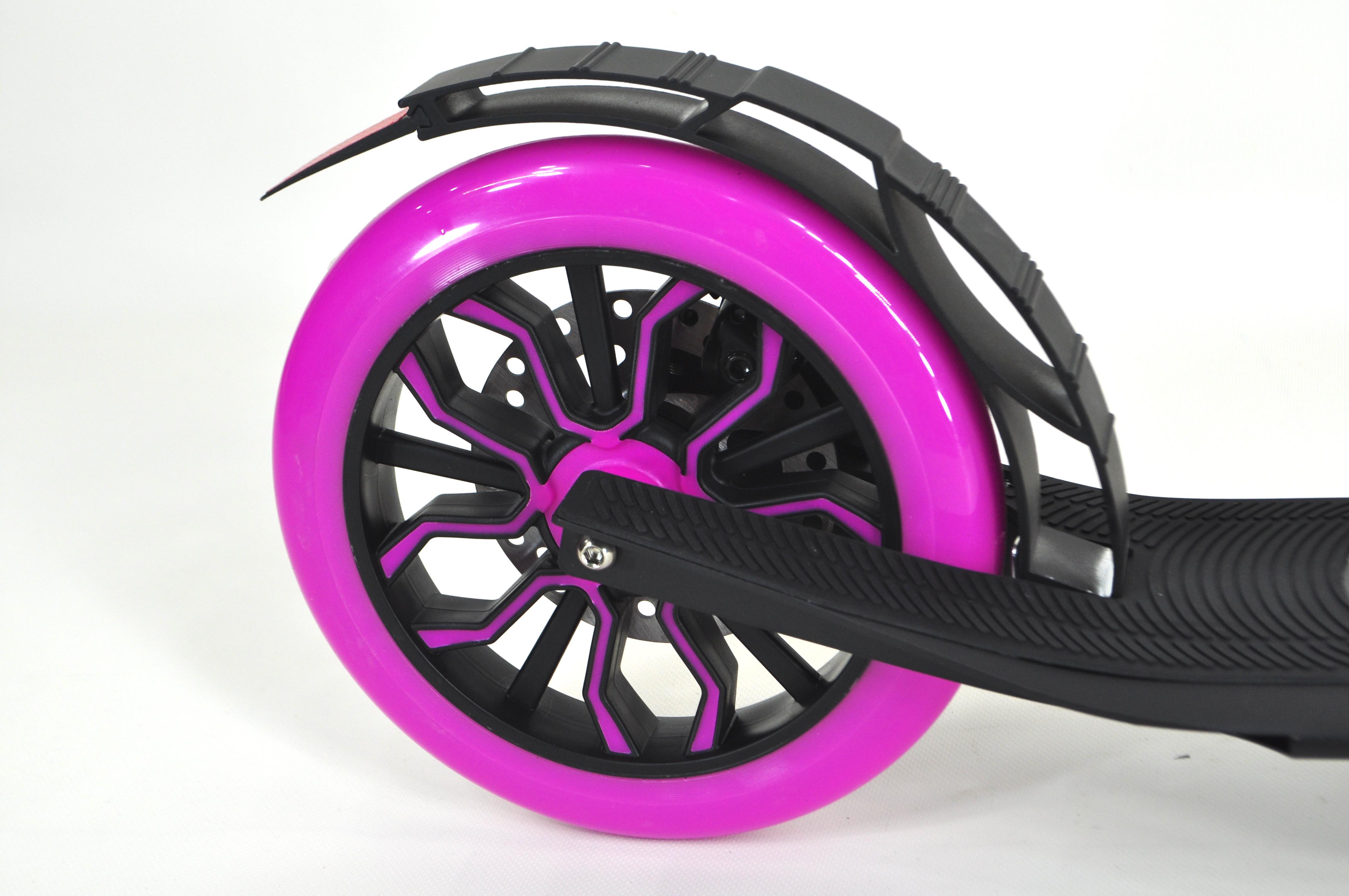 Самокат двухколесный Maraton Cardinal с дисковым тормозом и подногой Черный с розовым - фото 6