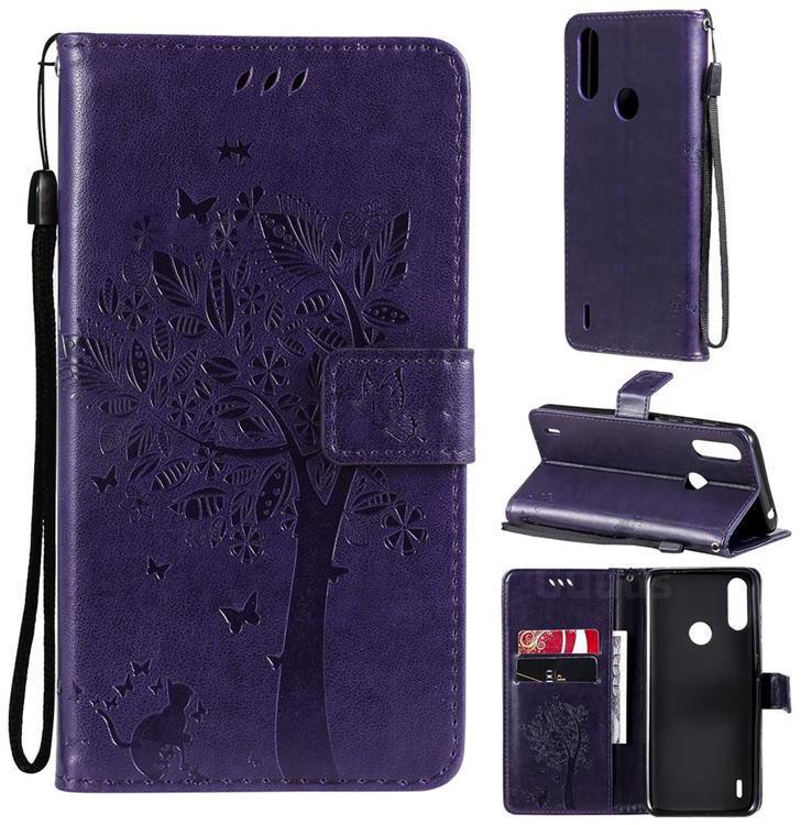 Чохол для Motorola E7i Power (чохол кіт та дерево) Violet (23766-2F)