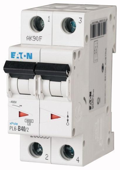 Автоматический выключатель Eaton Xpole PL6-C40/2 40А двухполюсный/кривая C/Iкз 6 кA (286571)