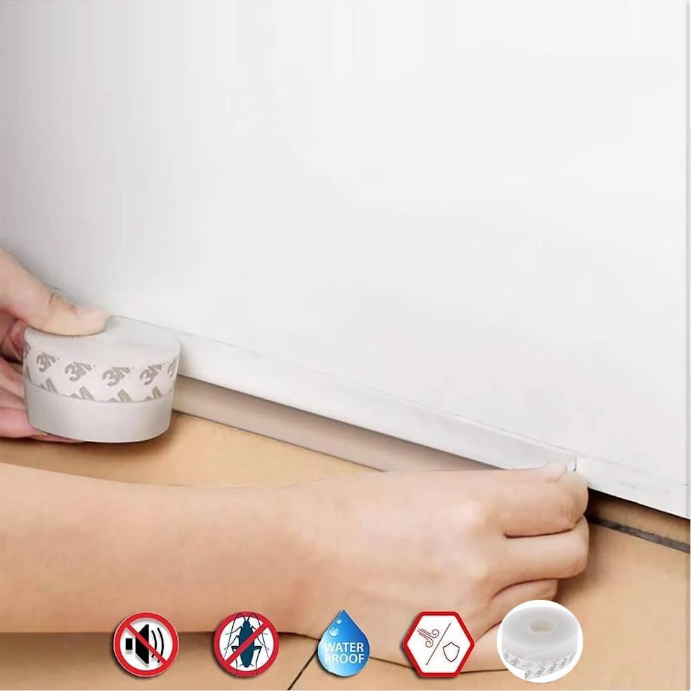 Уплотнительная самоклеящаяся лента для дверей и окон силиконовая 200 см Прозрачный - фото 3