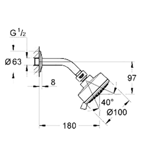 Верхній душ Grohe TEMPESTA COSMOPOLITAN 26090001 з душовим кронштейном (29626) - фото 2