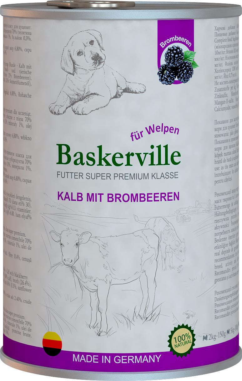 Корм влажный для собак Baskerville Super Premium Kalb Mit Brombeeren Телятина и ежевика 400 г (4250231541773)