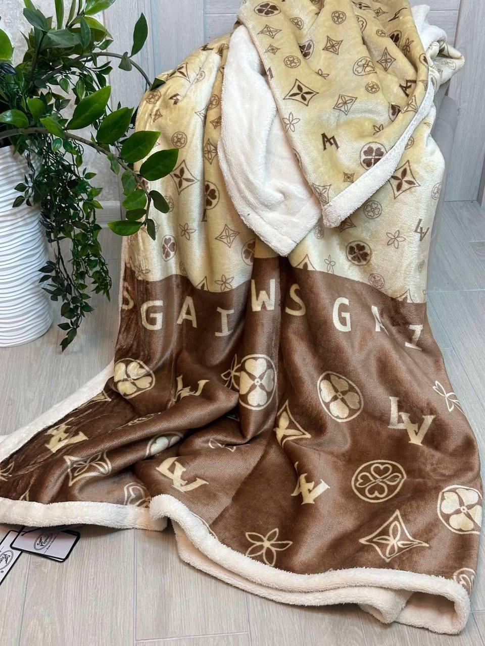 Плед велюровый евро 200х220 см Коричневый (П4К-al25-brand-005)