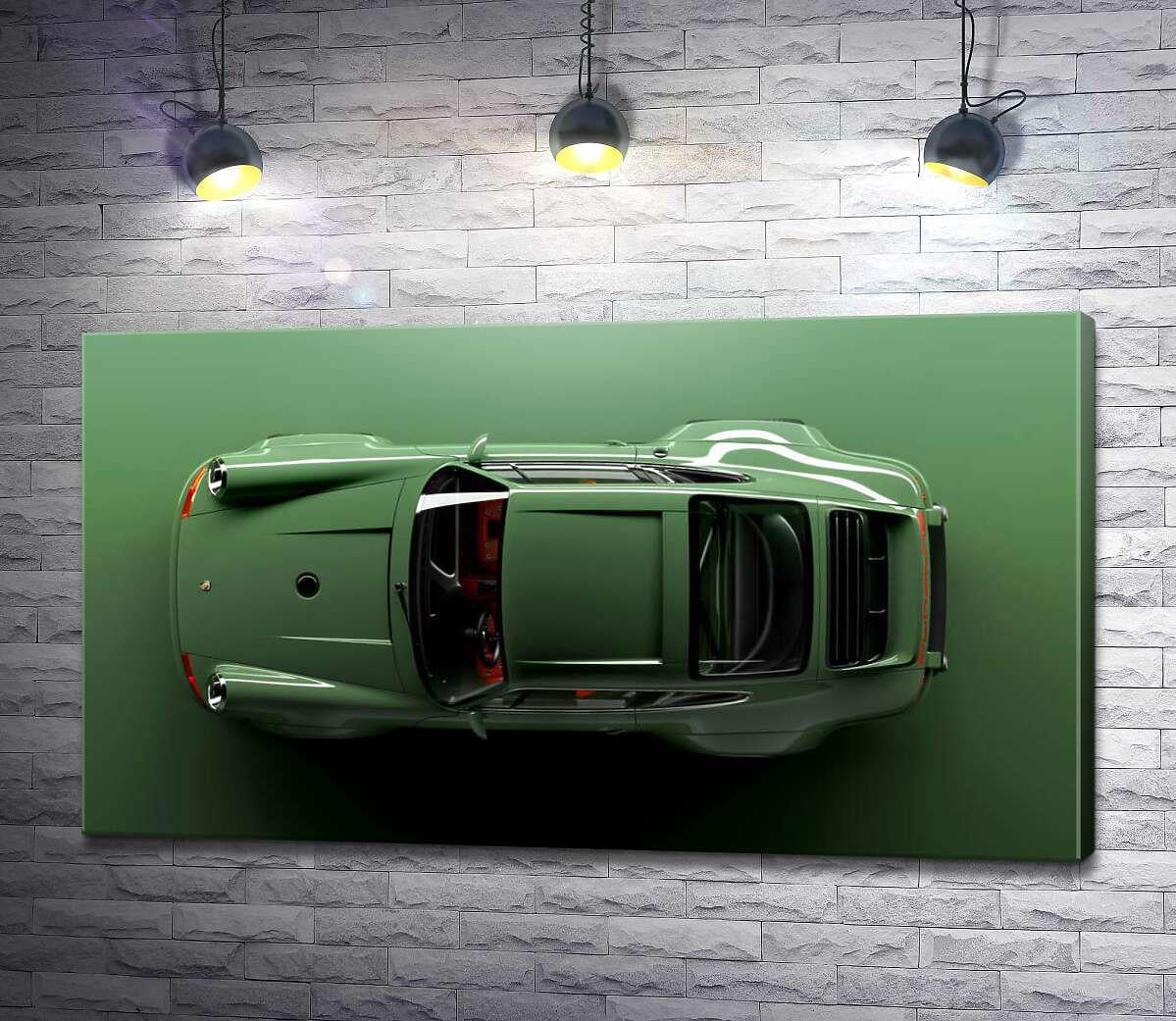 Картина ArtPoster Зеленый Porsche 911, вид сверху 100x56 см Модуль №1 (004118)