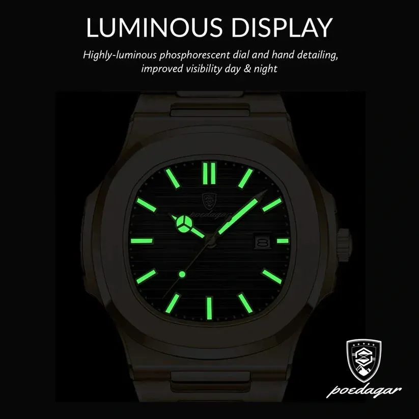 Годинник чоловічий Poedagar Nautilus чорний циферблат Золотий - фото 2 Годинник чоловічий Poedagar Nautilus чорний циферблат Золотий - фото 2