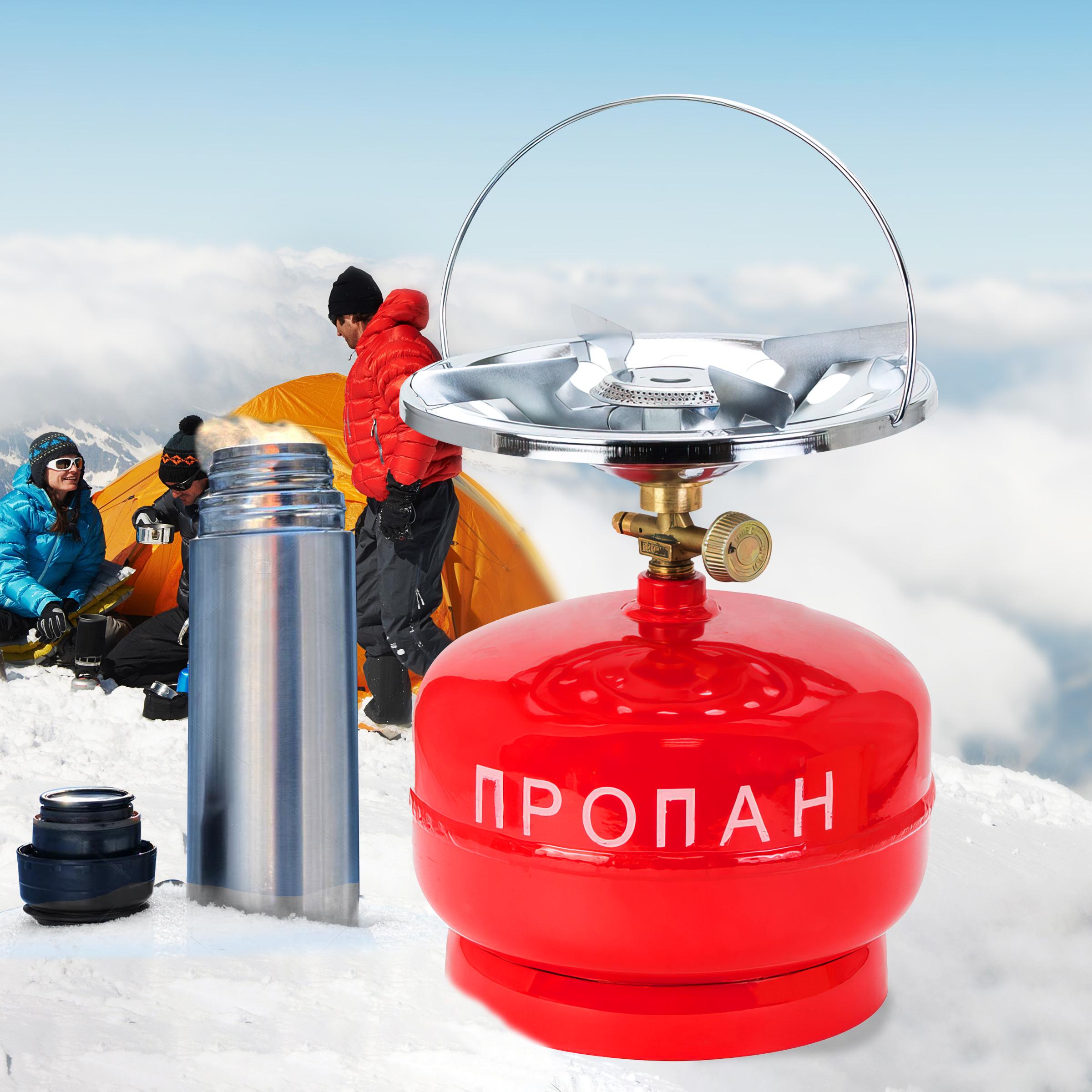 Туристичний газовий балон із пальником 5 л Червоний - фото 2 Туристичний газовий балон із пальником 5 л Червоний - фото 2