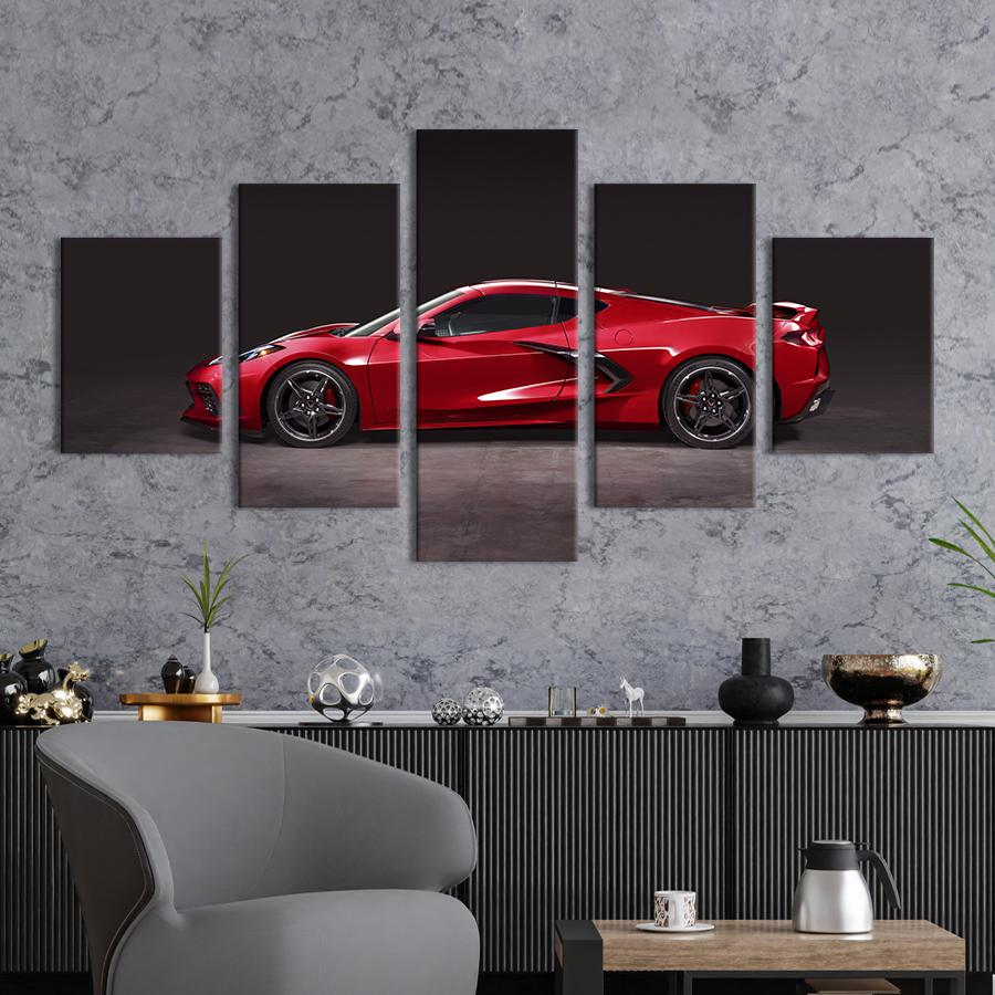 Картина на холсте Люксовый красный Chevrolet Corvette 162x80 см (1261-52)