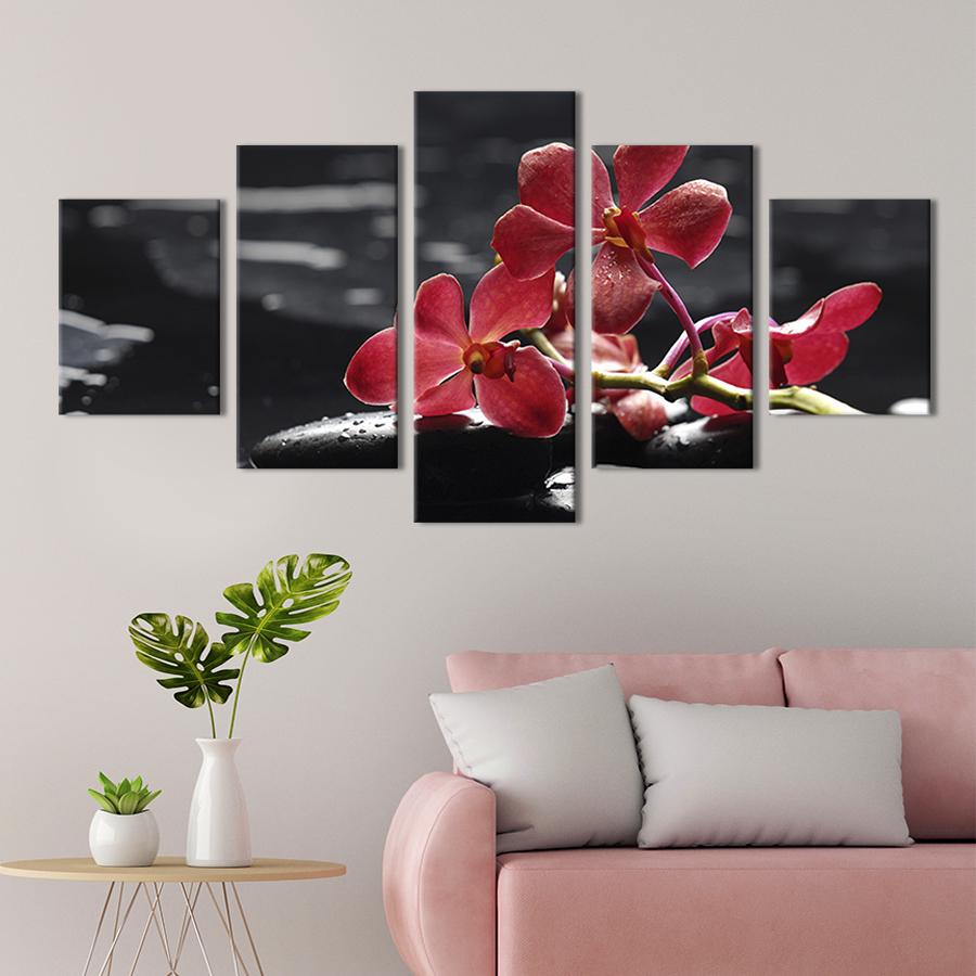 Модульная картина из 5 частей на холсте Мотыльковая орхидея 112x54 см (61-52)