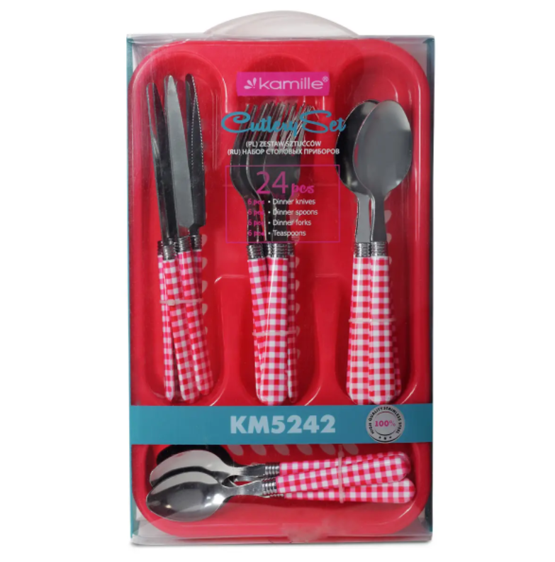 Набір столових приладів Kamille 5242 нержавіюча сталь 24 предмети Червоний (NA002222)