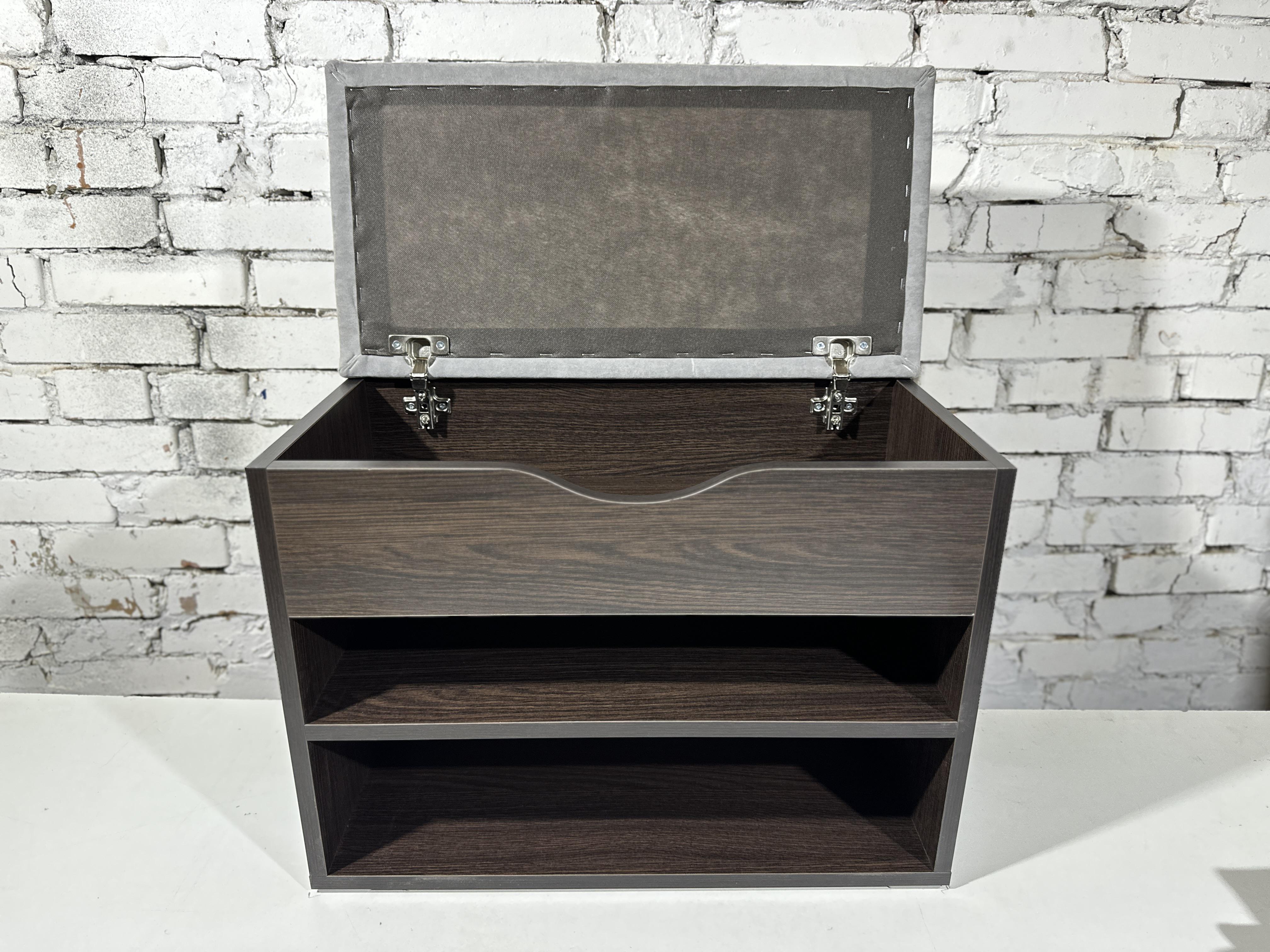 Тумба для взуття ДСП/тканина 30х60х45 см Венге темний/Світло-сірий - фото 3