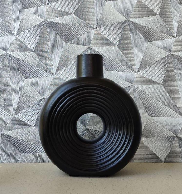 Ваза в формі кола з гіпсу ручної роботи 19 см Чорний (2754821155) Ваза в формі кола з гіпсу ручної роботи 19 см Чорний (2754821155)
