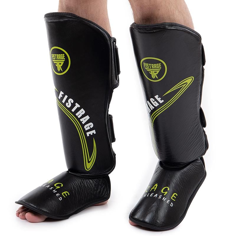Защита для единоборств Fistrage VL-8496 голени и стопы S Черно-зеленый (37508167)